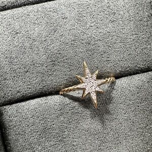 David Yurman North Star 18k Gold Starburst Diamond Cable Ring Sz 4.5